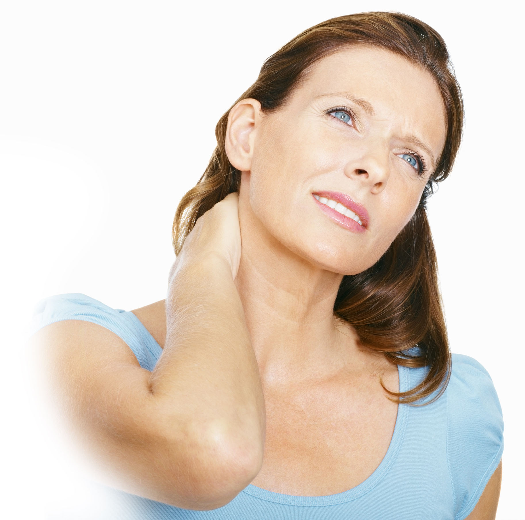 Woman holding her neck in pain