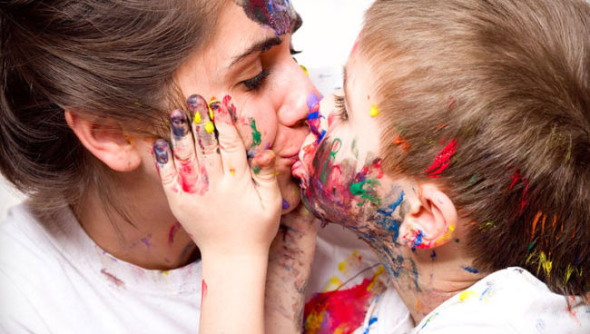 woman playing with her child