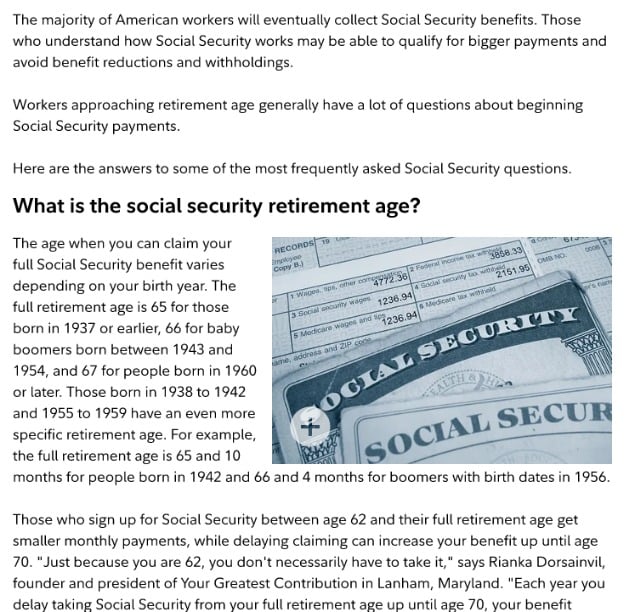 Frequently Asked Social Security Benefit Questions