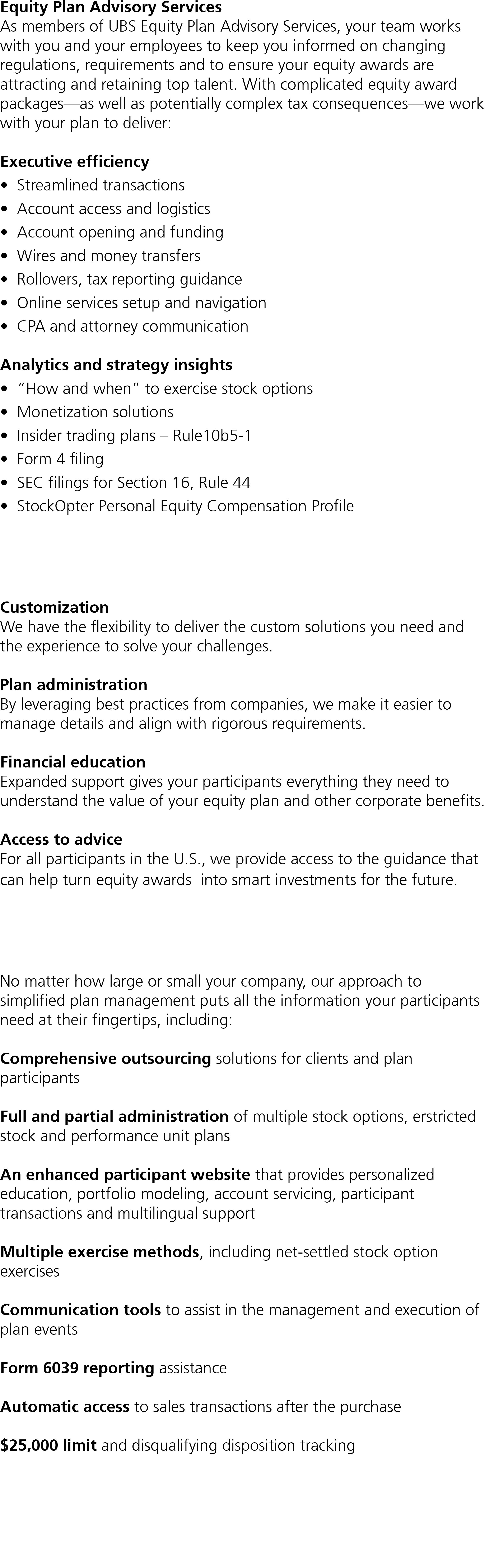 Ubs financial services stock options