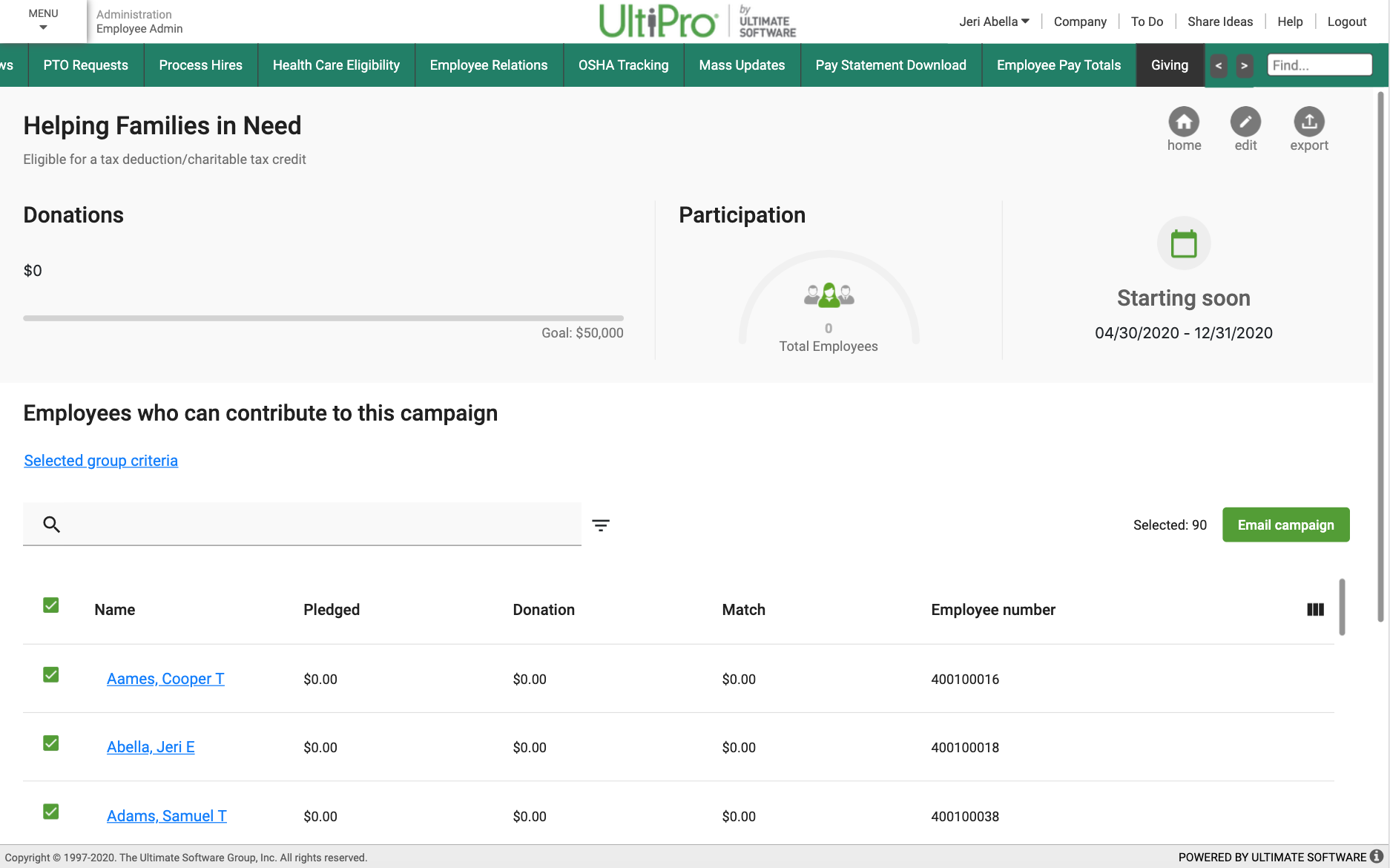 UltiPro Giving (Mobile Screens) Clickable Demo