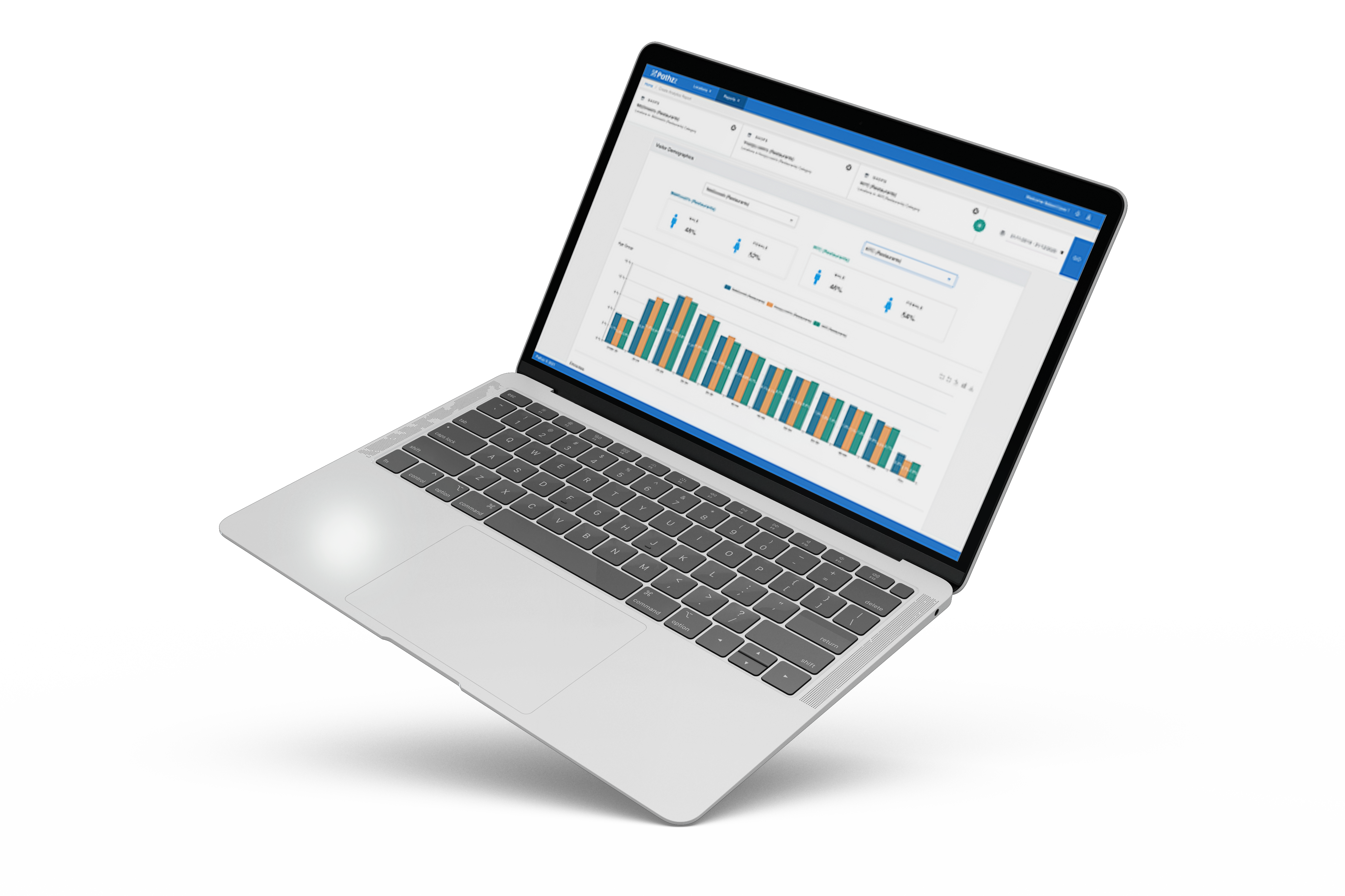 Pathzz  is the next generation in location-based consumer analytics for the commercial property space-picture of laptop with graph.