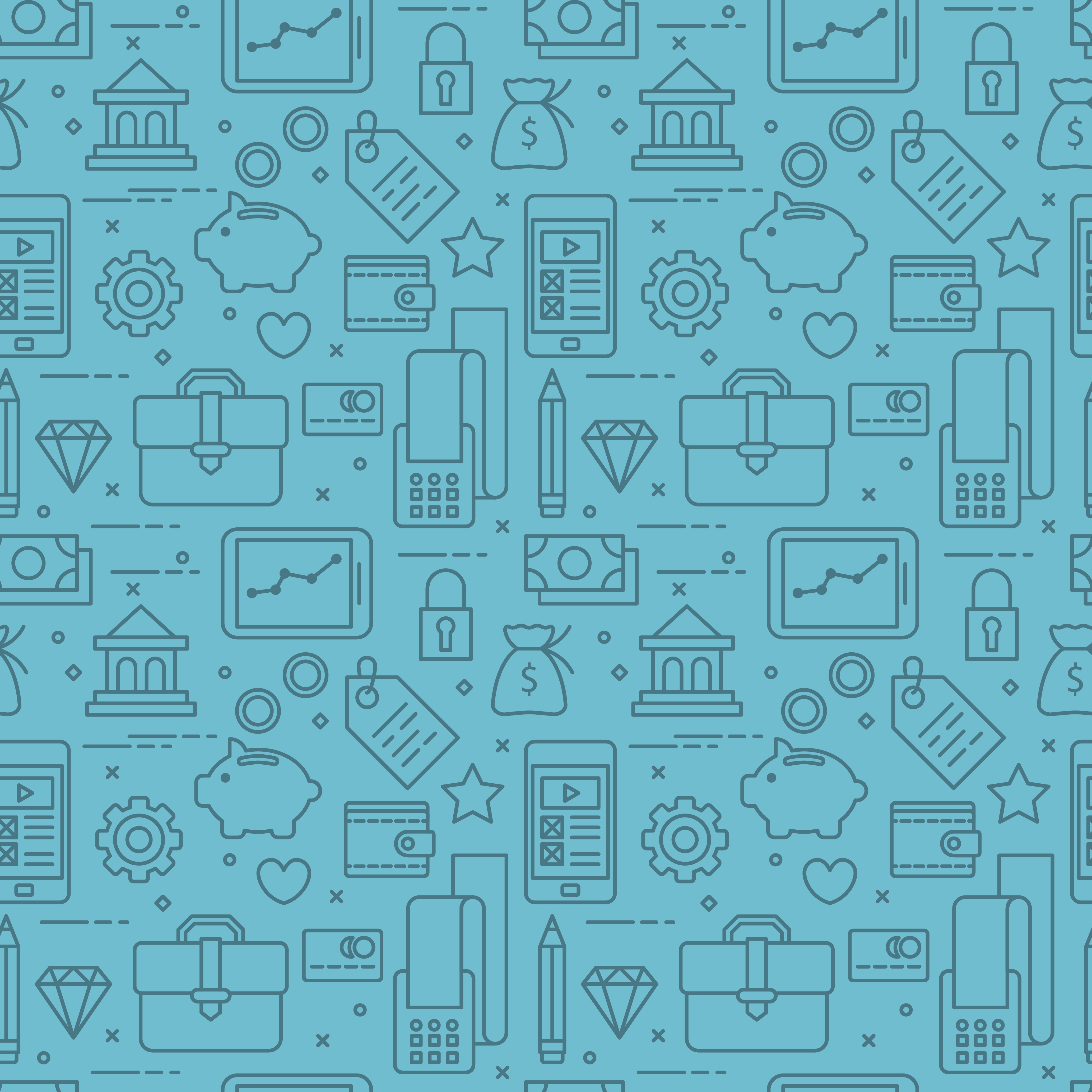 Modern thin line icons seamless pattern for banking web graphics and design. Vector illustration