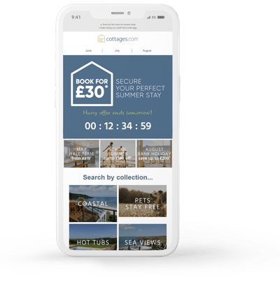 Cottages.com email examples of a countdown timer in a phone