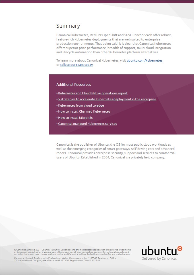 Canonical Kubernetes Comparison Kubernetes Comparison RedHat Vs SUSE 