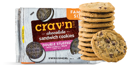 Family Sized Crav'n Double Stuffed Chocolate Sandwhich Cookies