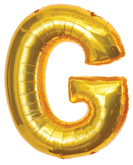 Golden balloons that spell GRAD.