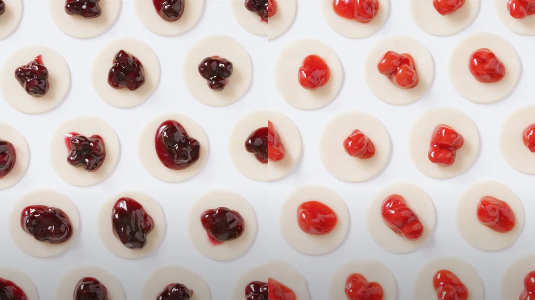 An image of blueberry pie and cherry pie filling.
