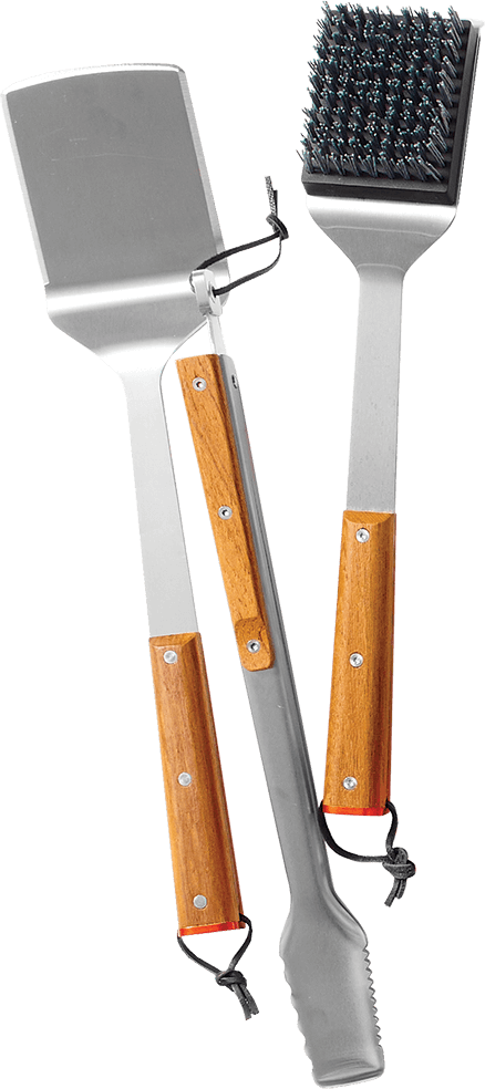 Grilling tools with wooden handles