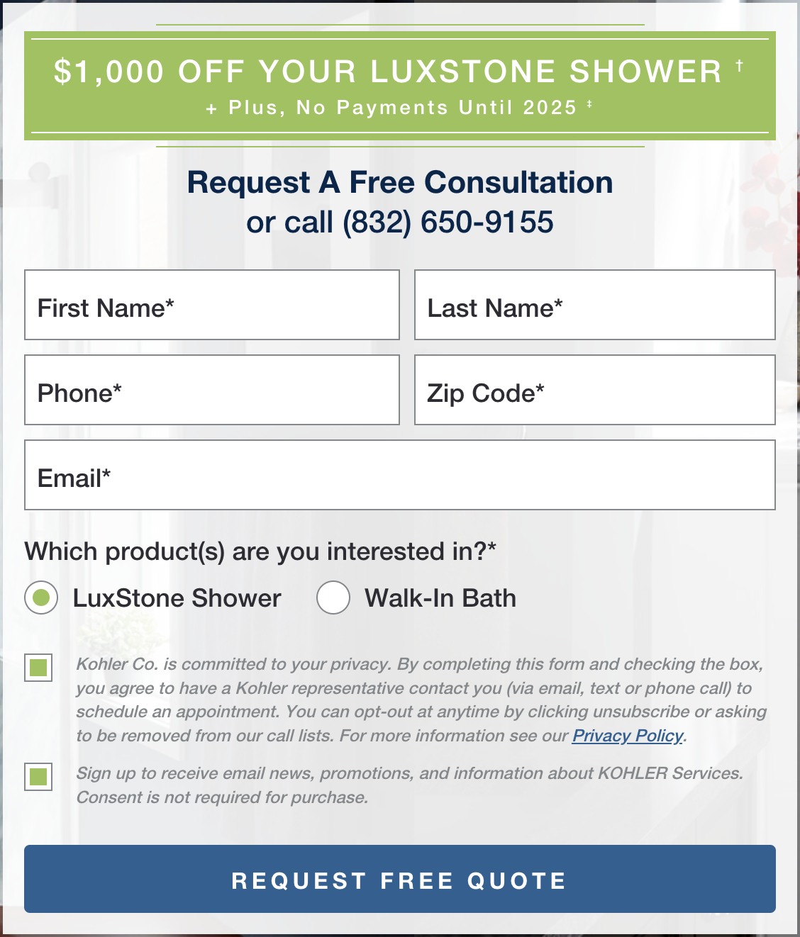 Kohler Shower Renovation Services