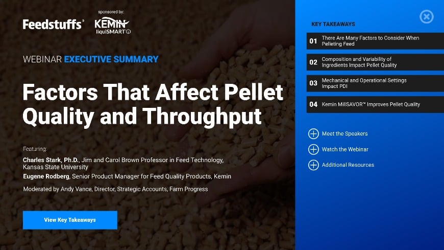 Feedstuffs Webinar: Factors That Affect Pellet Quality and Throughput