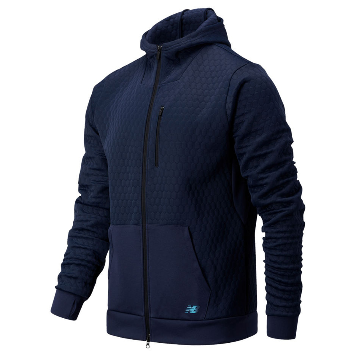 photo of the new balance heatloft full zip jacket in navy blue