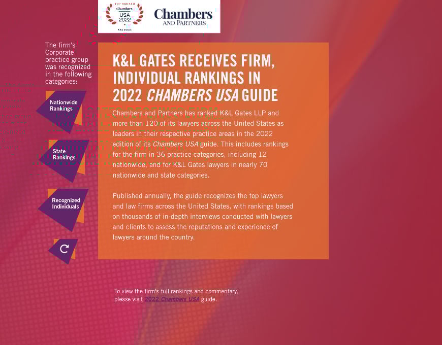 Chambers USA 2022 Corporate K&L Gates, 2022 Chambers USA, corporate