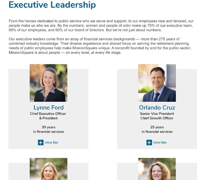 MissionSquare Retirement Executive Leadership Profiles