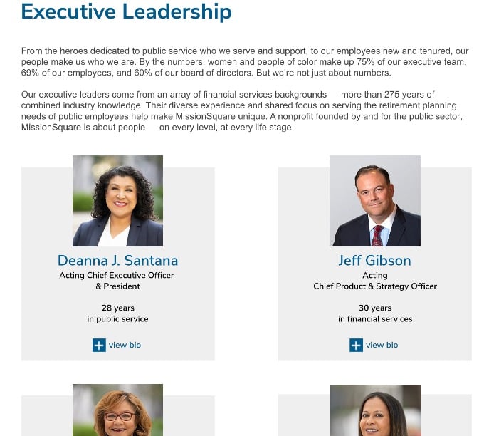 MissionSquare Retirement Executive Leadership Profiles