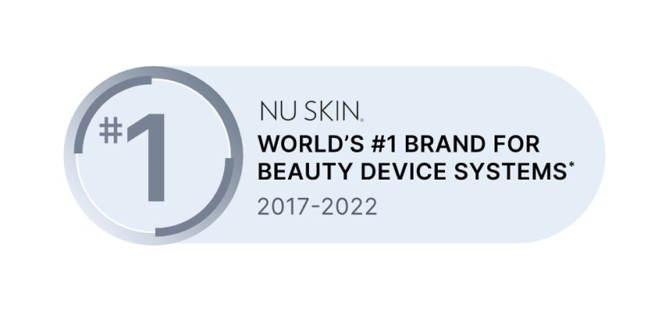 Nu Skin badge graphic for number one brand for beauty device systems 2017-2022.