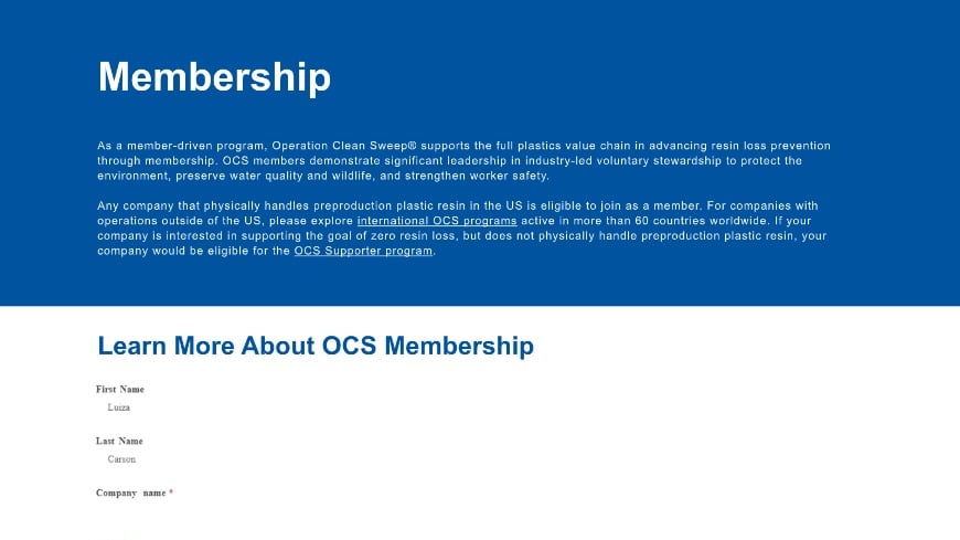 OCS Membership Landing Page