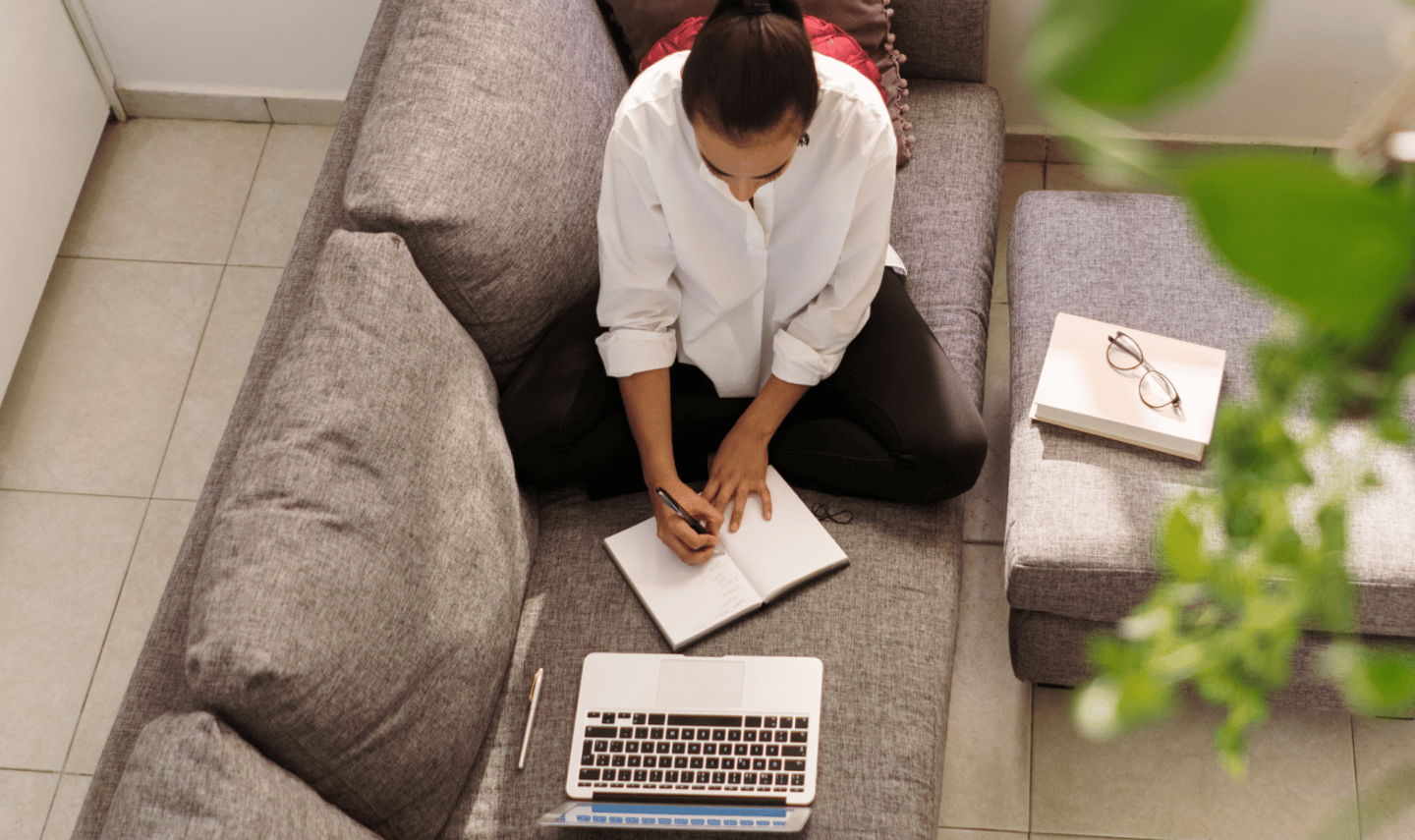 woman working at home