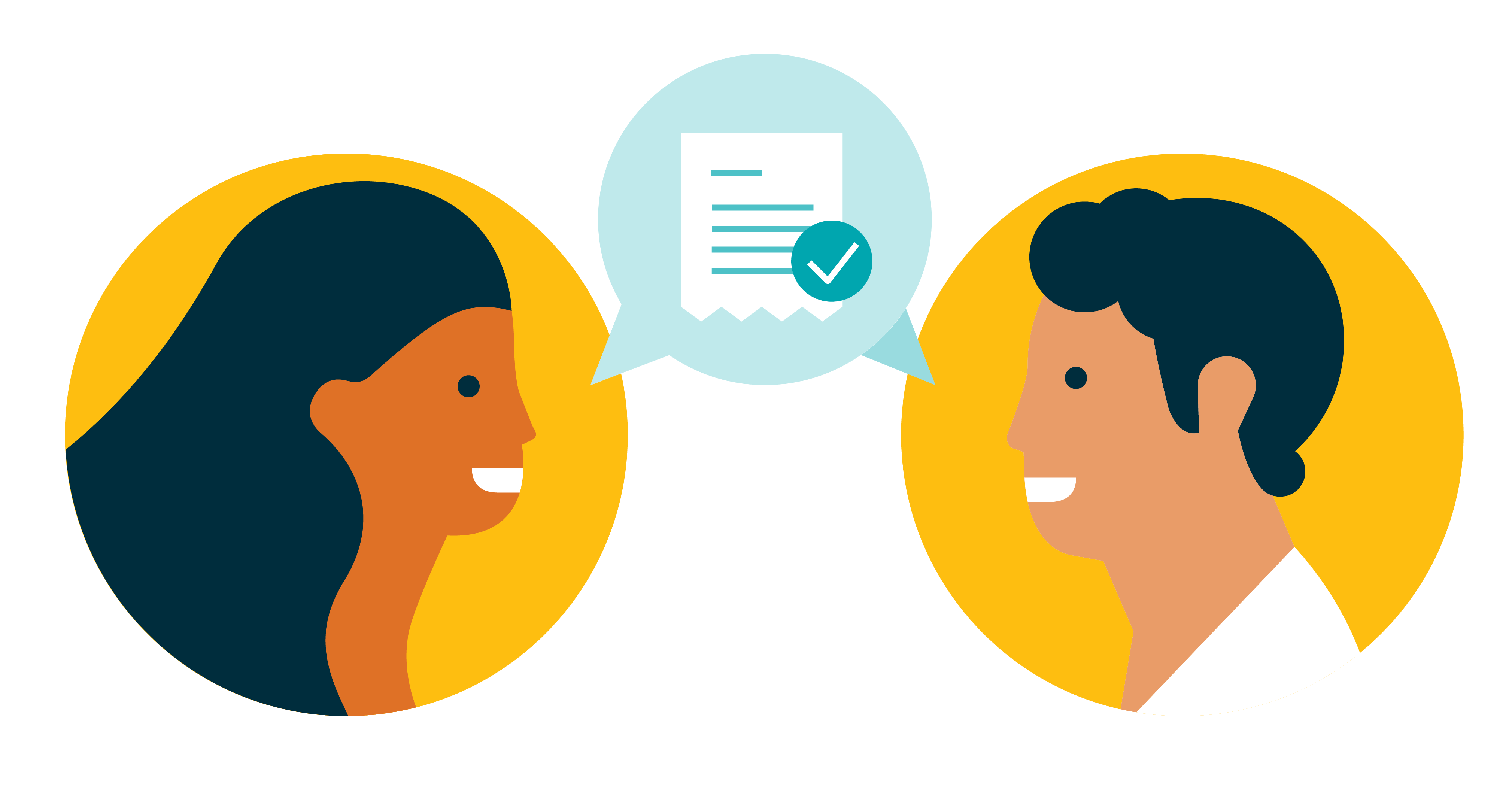 Illustration of two people talking