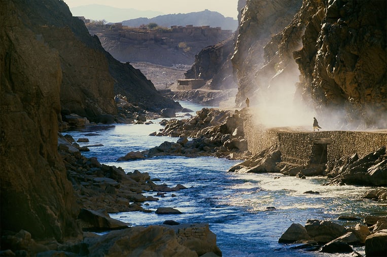 landscape of river and cliffs