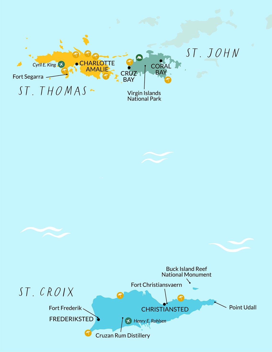 Map Of Us And Us Virgin Islands